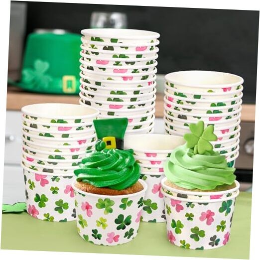 50 Packs St. Patrick’s Day Shamrock Snack Ice Cream Soup Dessert Cups
