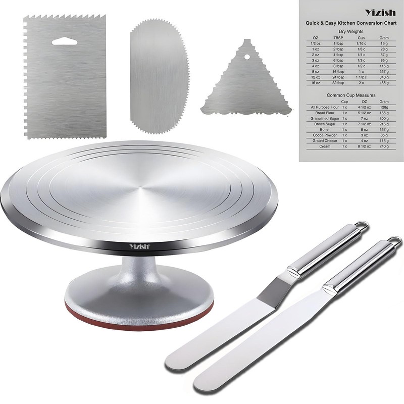 Yizish Cake Turntable Aluminum Alloy, 12 Inch Rotating Cake Stand Decorating …