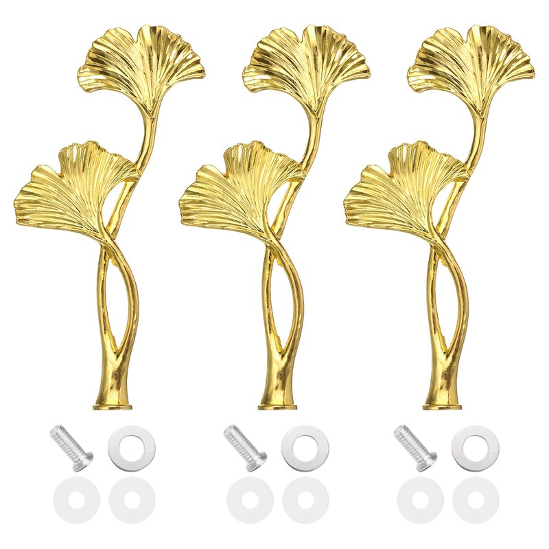 3 Set 1 Level Cake Holder with Metal Handle Gold Flower