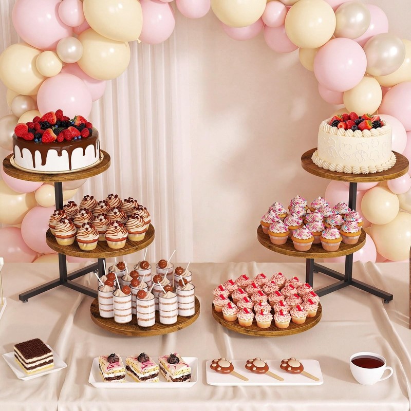 Emfogo Wooden Cupcake Stand, 3 Tier Dessert Table Display Set, Wood Dessert T... gallery