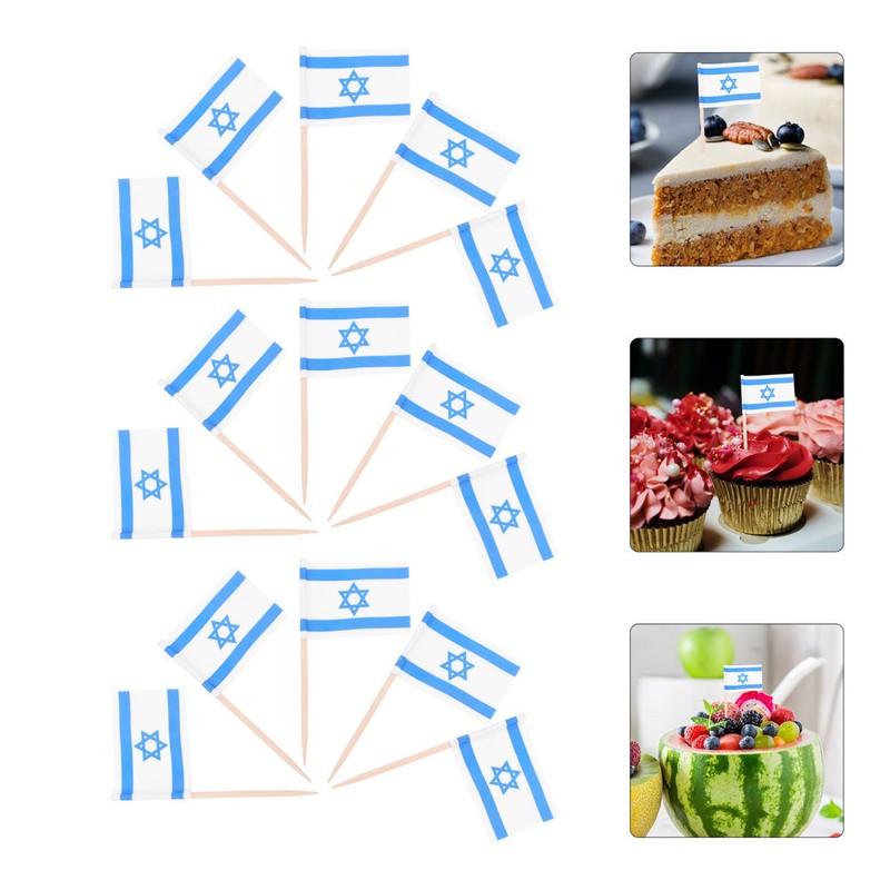 100Pcs Israelis Toothpick Flags Cupcake Topper Pizza Fruit Cakes Decor gallery