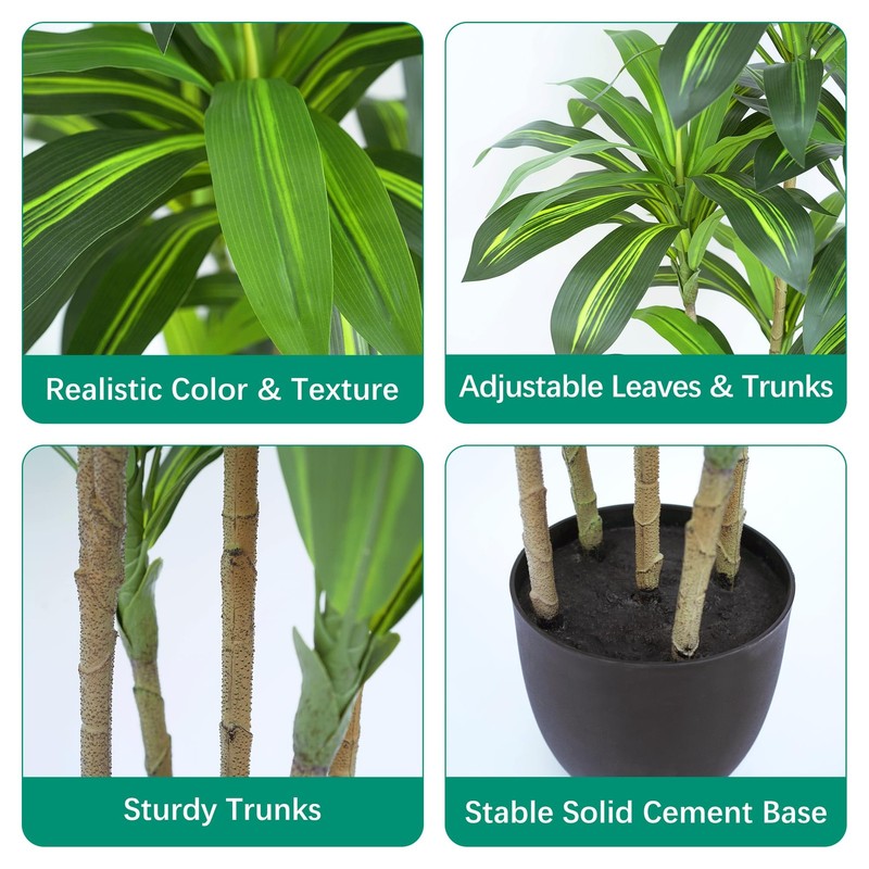 Waoops Artificial Plants 5.3Ft Dracaena Fragrans Faux Trees 7 Heads Fake Tree gallery