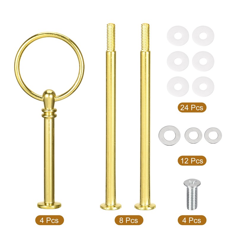 4 Set 3-Tier Cupcake Stand Hardware Fittings for Cake Stand, Gold gallery