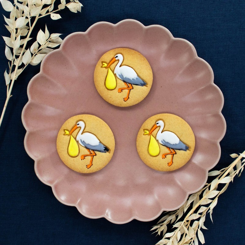 Stork Bird & Swaddled Baby Cookie Cutters - baby shower, celebrate newborn birth gallery