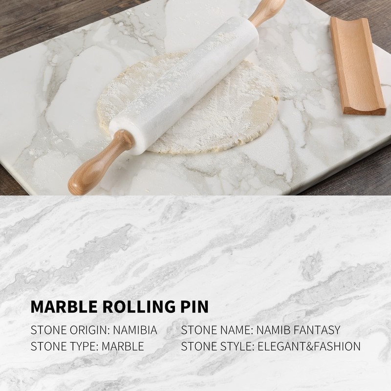 Koville Marble Rolling Pin, Non-Stick African Stone Polished 16", Namibia gallery