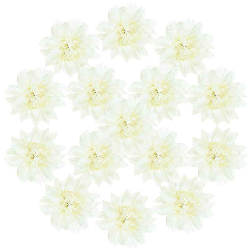 15-Pack Artificial Flowers Bulk, White Fake Chrysanthemum Floral for DIY