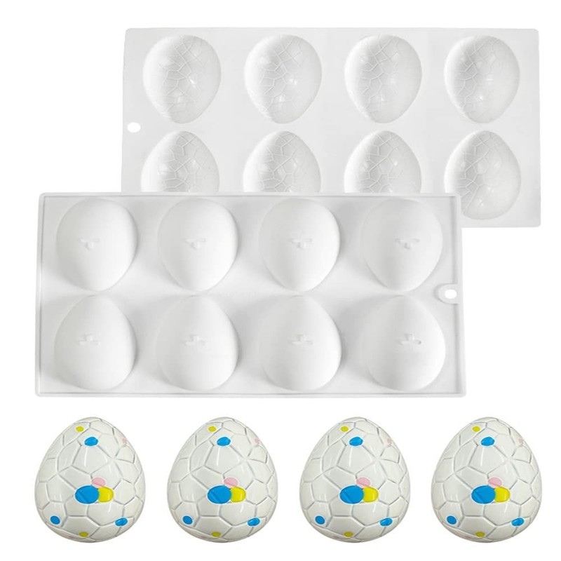 8-Cavity Easter Egg Candy Silicone Molds,Chocolate Truffles Mold for Fondant …