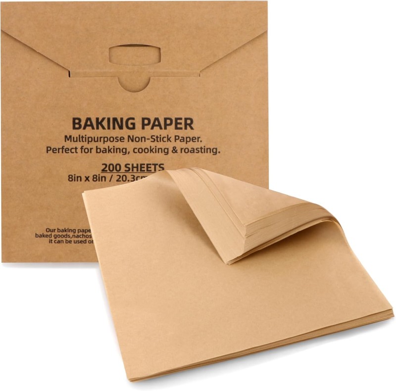200 Pcs 8×8 Inch Parchment Paper Sheets, Precut Unbleached Baking Paper,