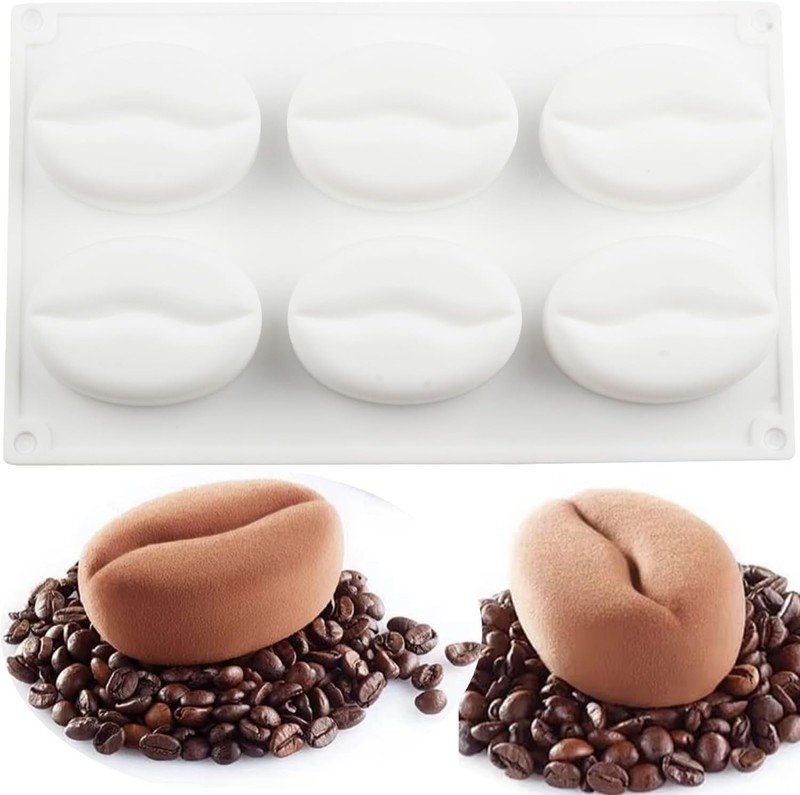 6 Cavity Coffee Bean Silicone Chocolate Molds For Chocolate Candy