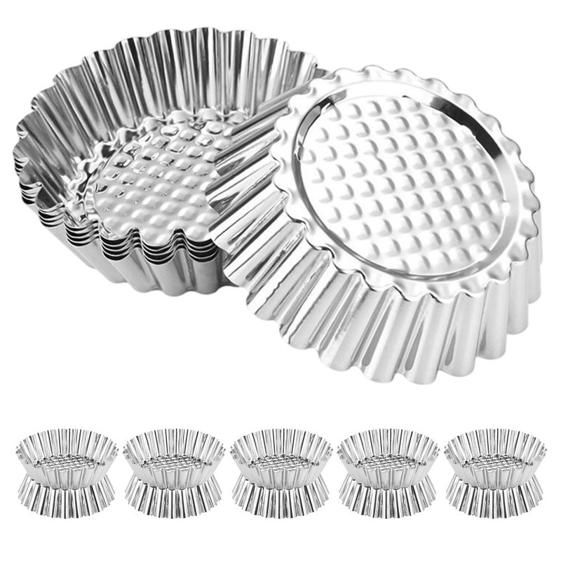 20Pcs Stainless Steel Mini Pie Molds Reusable Nonstick Tart Baking Pan