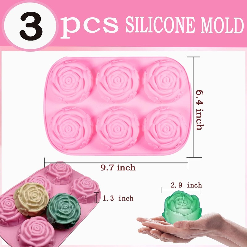 3 Pack Silicone Soap Molds,Flowers Mold for 3pcs-Flowers Molds gallery