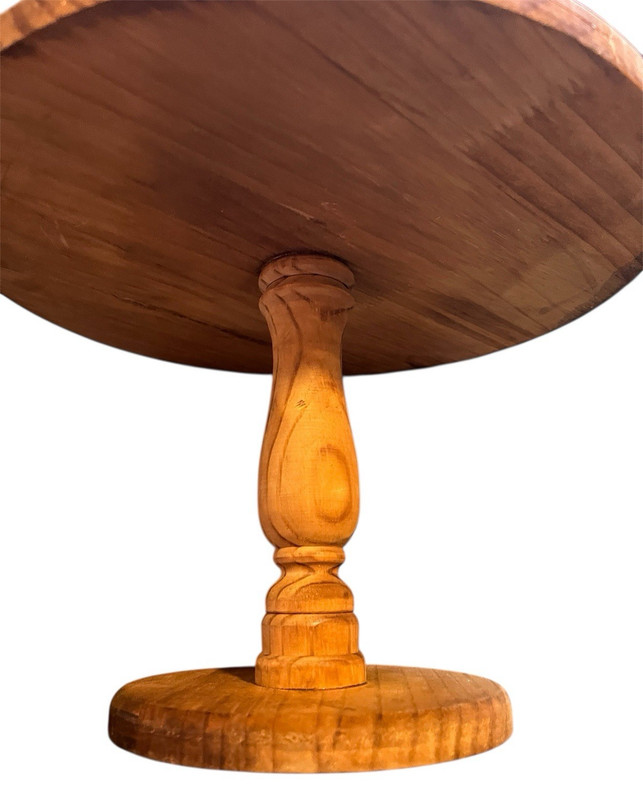 Cake Muffin Pedestal Plate Stand Carved Wood & Acrylic Teal/White Top 12”W x 7”H gallery