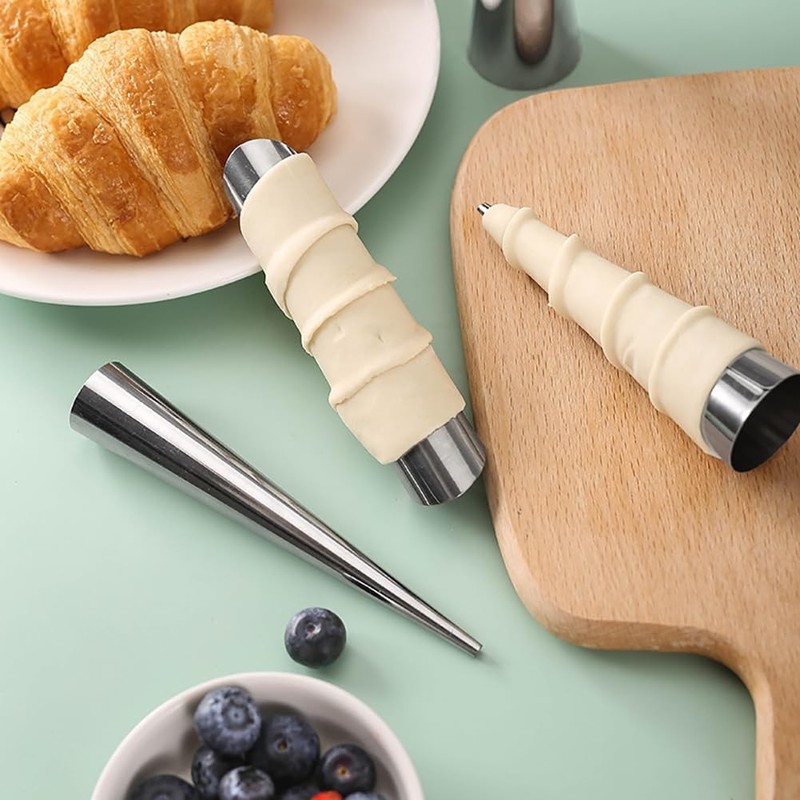10 PCS Stainless Steel Small Cream Horn Molds Pastry Roll Horn Forms Dessert gallery