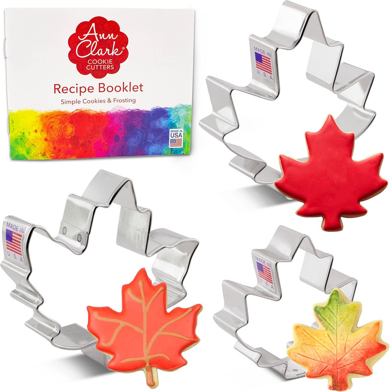 Ann Clark Maple Leaves 3-Pc. Cookie Cutter Set, Made in USA, Small, Medium and L