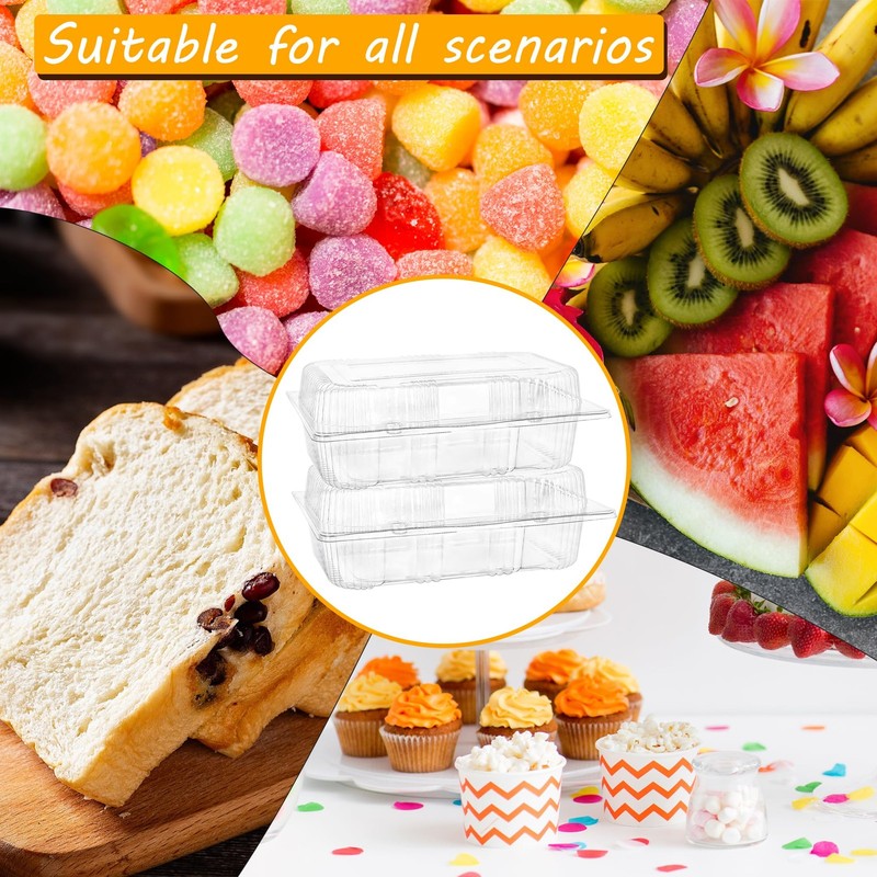 120 Pcs Clear Plastic Hinged Food Containers 7.2 x 4.9 x 2.5 Inch Disposable ... gallery