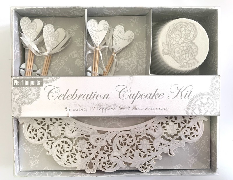 Pier 1 & Meri Meri CELEBRATION CUPCAKE KIT Lacey Heart Wedding Bridal Shower