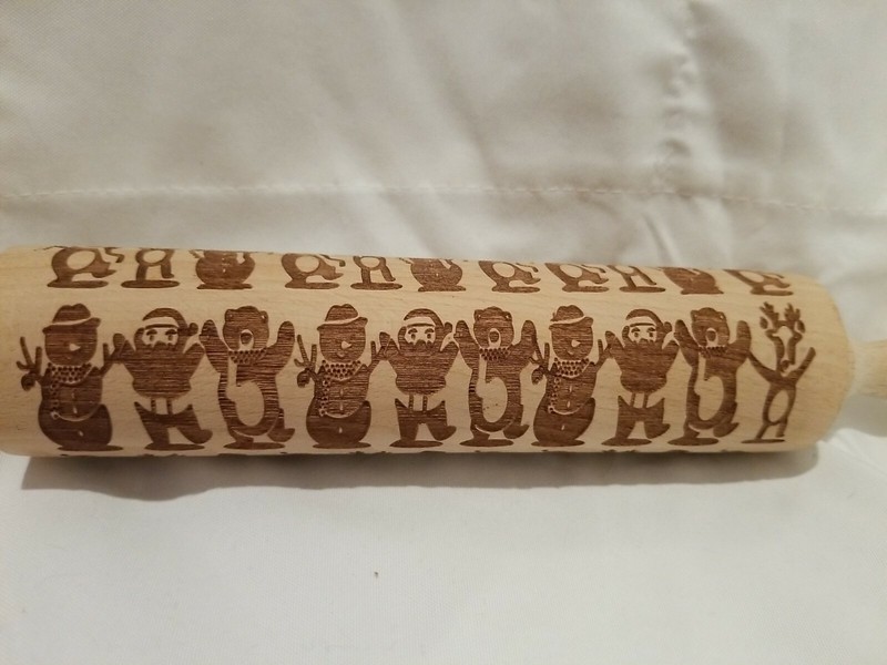 Christmas Snowman Wooden Rolling Pin 3D Embossing Roller for DIY Cookies Biscuit gallery