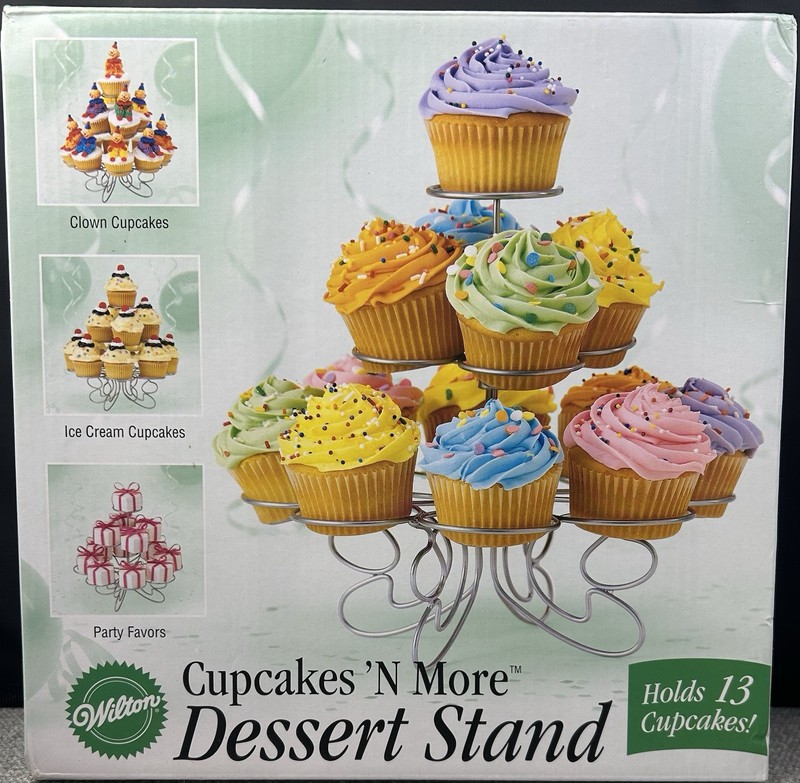 Wilton Cupcakes ‘N More Dessert Stand Silver 10″ x 9″ Holds 13 Cupcakes Truffles