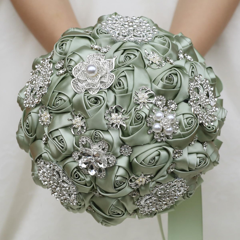 Mhojpik Bridal Wedding Bouquet Round Holding Bouquet Throw Toss Artificial Rose