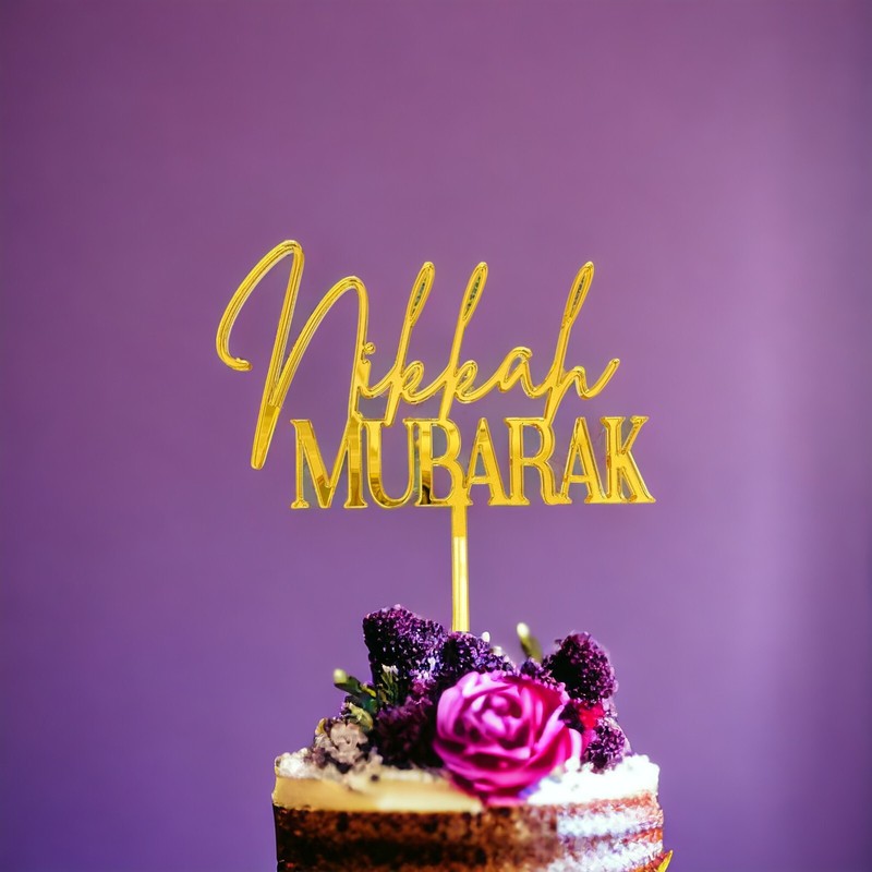 Acrylic Nikkah Mubarak Cake Topper Cake Decoration Wedding Nikah Shaadi Party gallery