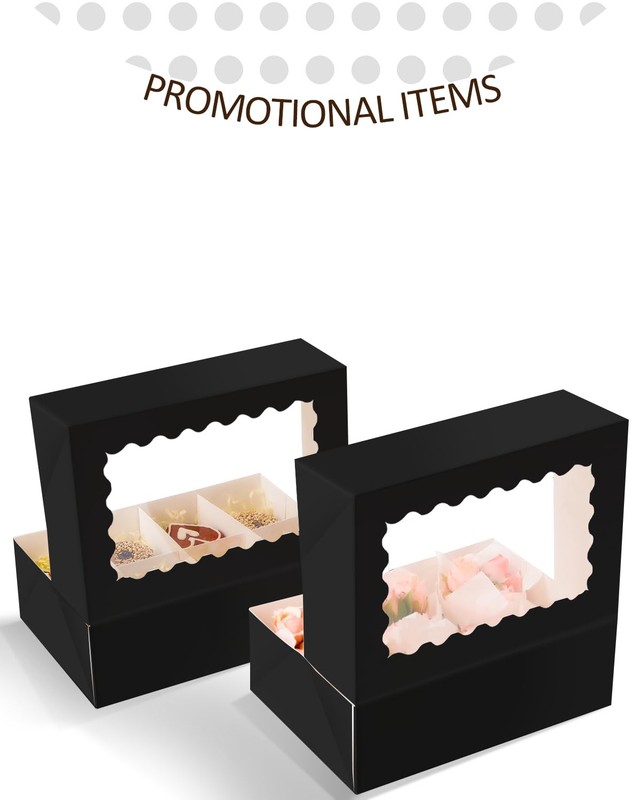 Black 6 Cupcake Boxes with Window Auto-pop up 30 Packs Cupcake Box 9x6.1x3.3 ... gallery