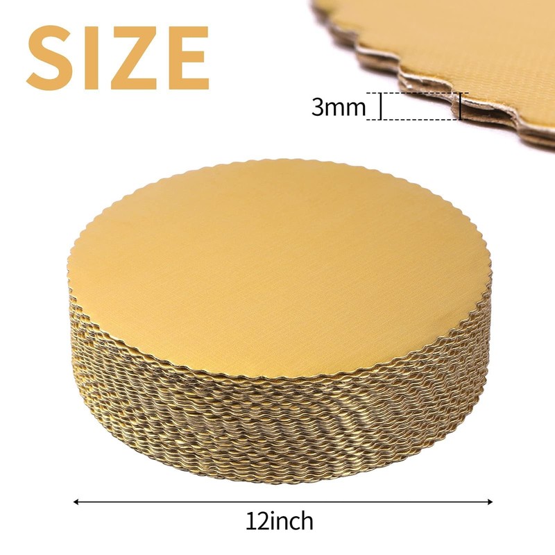 Gold Cake Boards 12 Inch Round, Disposable Cardboard Rounds Cake Base Decorat... gallery