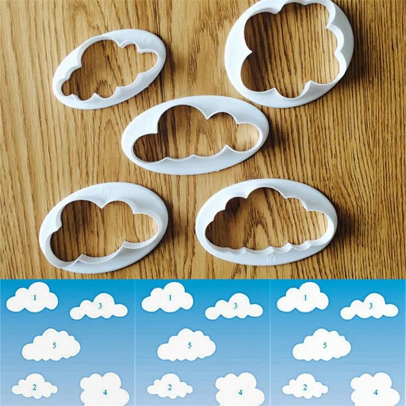 5Pcs/Set Fondant Cutter Cloud Plastic Cake Cookie Biscuit Cutter Fondant Mold Fo gallery