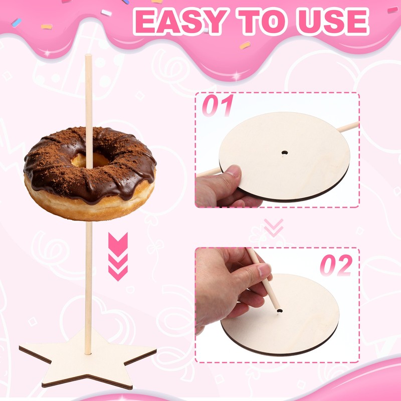 4 Wooden Star Shaped Donut Holders, for Natural Dessert Table gallery
