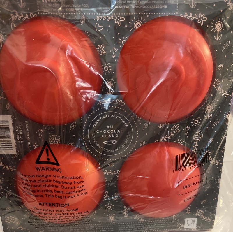Bennkai Hot Chocolate Bomb Maker 2” Red Silicone Mold-Makes 2 New/Sealed gallery