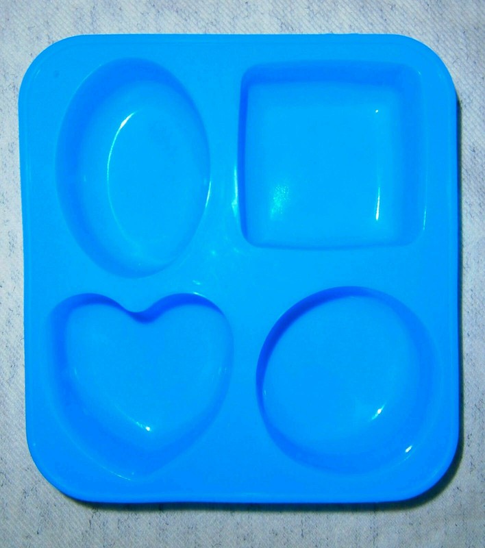 Silicone Mold 4 Cavity Heart Round Square Oval DIY Baking Chocolate Soap Candles