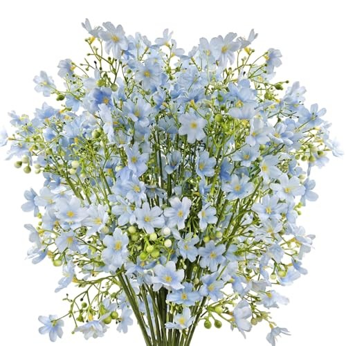 10 PCS Silk Flowers with Long Stems Artificial Flower for Tall Vase Light Blue gallery