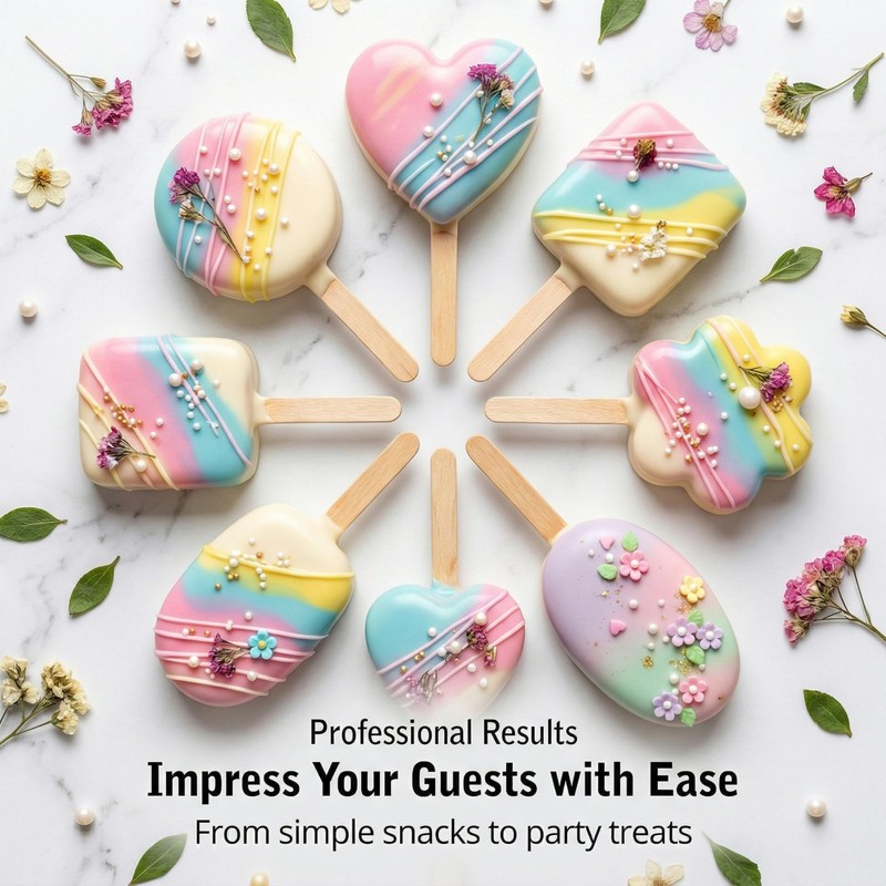 5 PCS Cake Pop Mold Set with 7.87-inch Tray, Heart Square Cloud Oval Round 3D Pr gallery