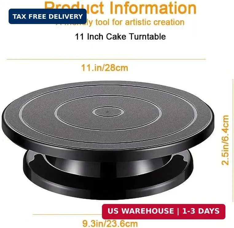 Cake Turntable 11 Inch Rotating Decorating Stand Bakery Pottery Wheel Tool Black gallery