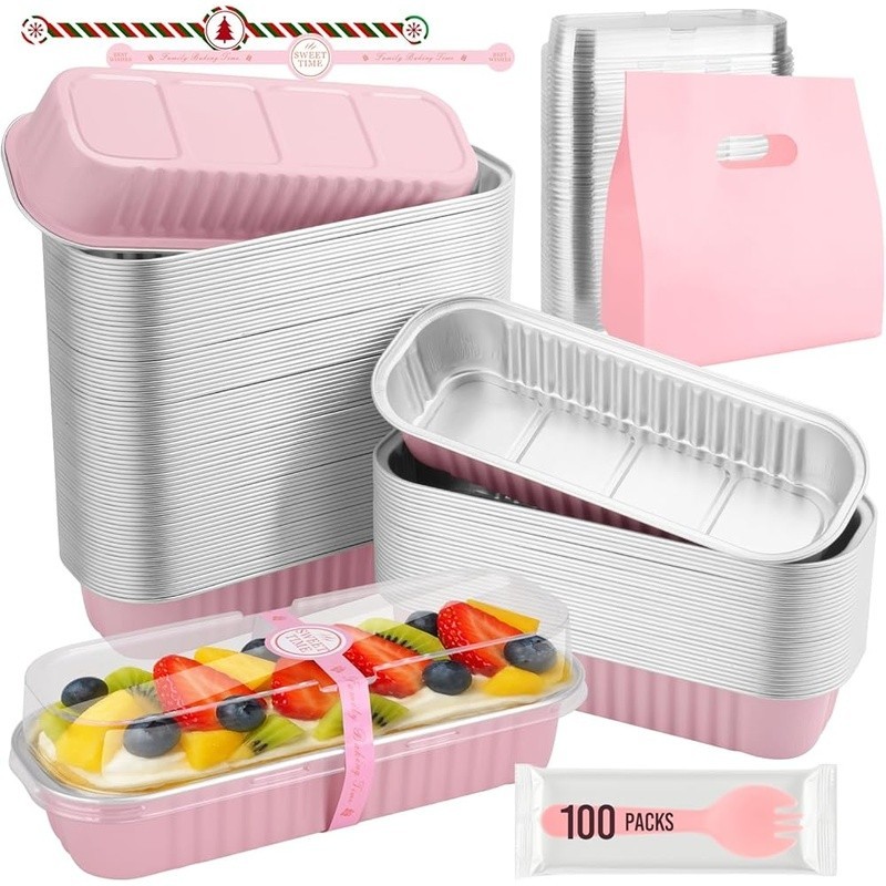 Mini Cake Molds W/ Lids Disposable Forks Spoons Stickers Gift Bags Baking Set US gallery
