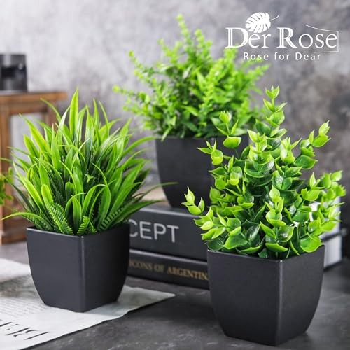 4 Pack Fake Plants Small Artificial Mini Faux Plants Indoor Bathroom Black gallery