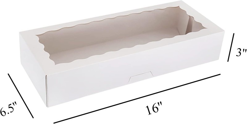 30-Pack Bakery Boxes with Window 16" x 6.5" x 3", Cookie Boxes, Auto-Popup Lo... gallery