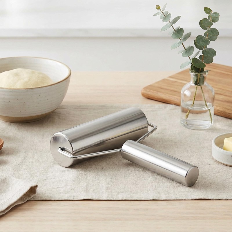 Small Stainless Steel Pastry Pizza Dough Roller NonStick Metal Rolling Pin gallery