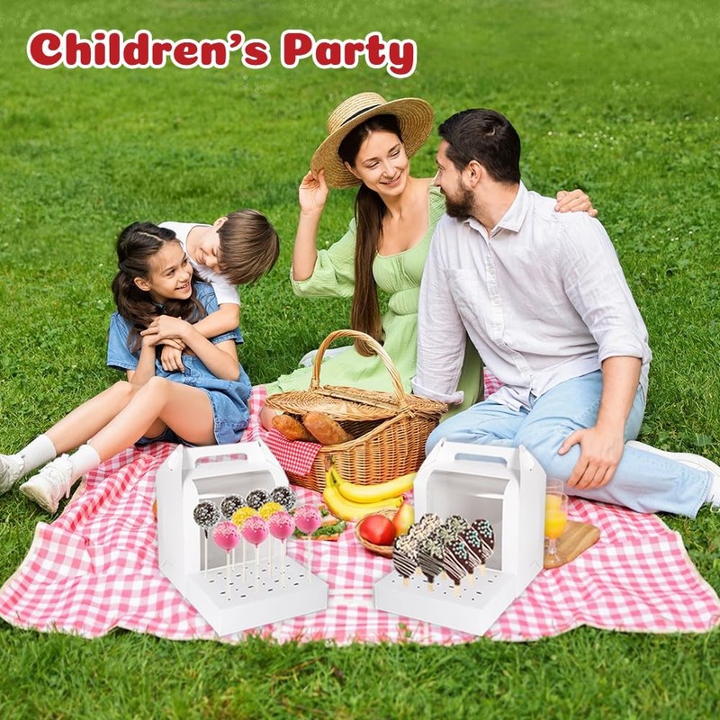 Portable Cake Pop Holder Boxes: 4Pcs Packaging Containers with white gallery