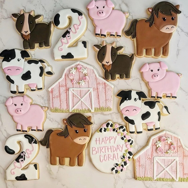 Barnyard 3d Cookie Cutter Set. Barn, Tractor, Horse, Cow, Pig, Goat, Chicken gallery