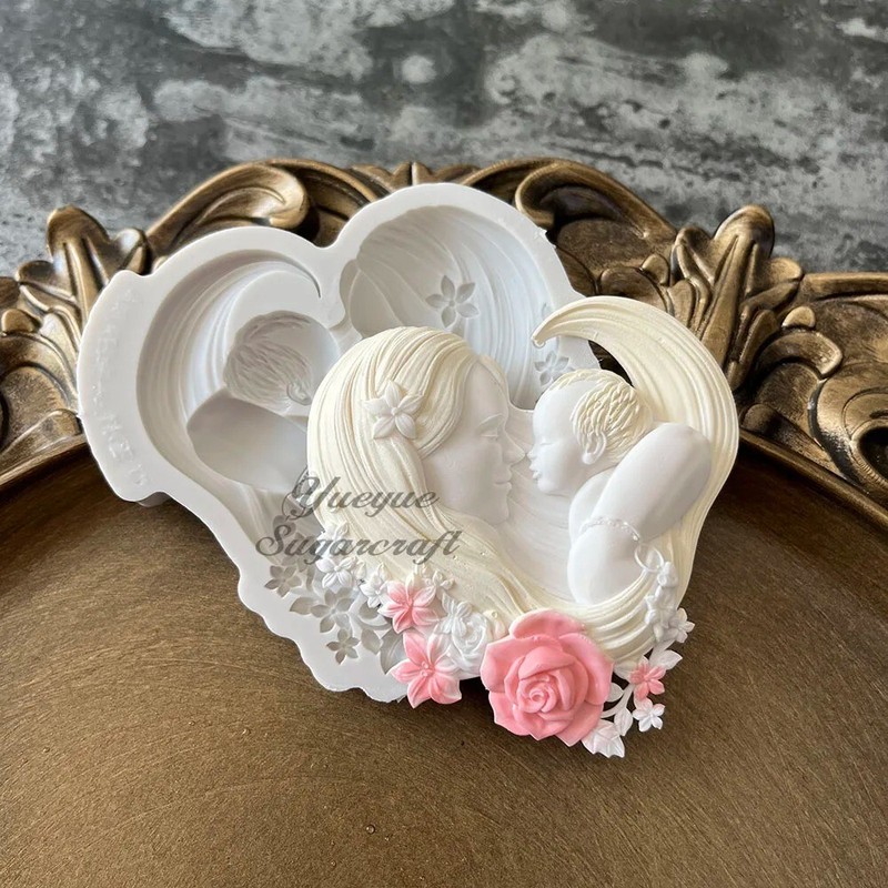 3D Mother and Baby Silicone Mold Fondant Cake Topper Chocolate Mould Food Safe gallery