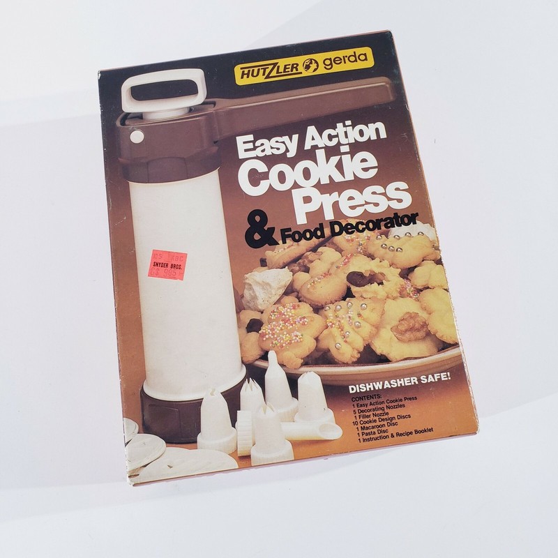 Hutzler and Gerda Easy Action Cookie Press Spritz 9 Discs 6 Tips Vtg