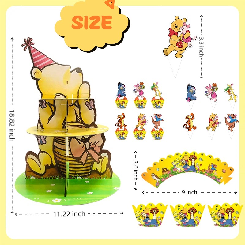 Winnie Birthday Cake Stand Winnie The Pooh Party Decoration Kids Cake Topper Set gallery