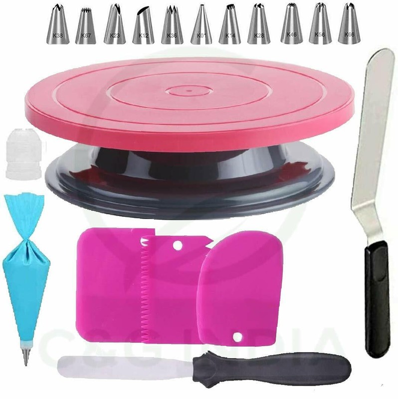 Cake Making Revolving Turn Table with 12 Piece Cake Decorating things