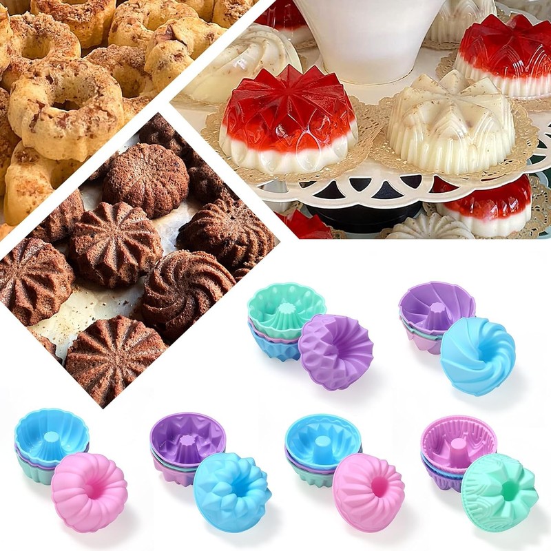 24-Pack Silicone Donut Molds Nonstick Baking Cups Muffin Pan Oven Safe gallery