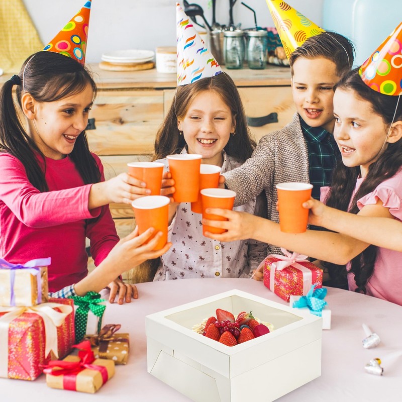 Cajas blancas para pasteles con ventana de 12x12x6 pulgadas con 10 tablas gallery