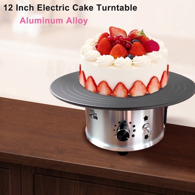 12 Inch Electric Cake Turntable Aluminum Alloy Cake Decorating Cream Spreading
