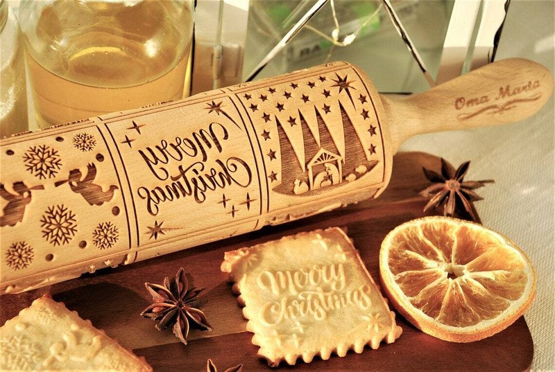 Nativity Embossed Rolling pin Springerle cookie mold Cutter Xmas gifts Christmas gallery