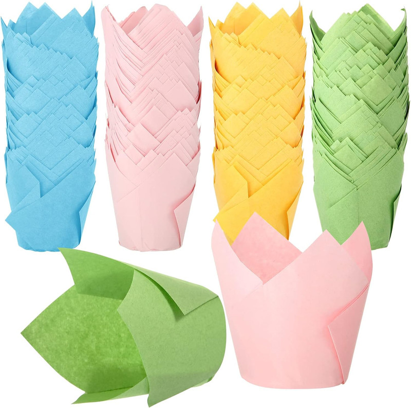 400 Pcs Tulip Cupcake Liners Baking Cups Tulip Muffin Liners Wrappers Greaseproo