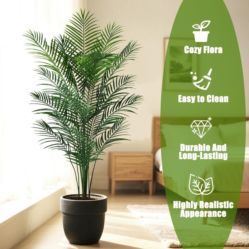 Cyangrove Artificial Palm Tree Outdoor 6Ft Large Fake Tropical Areca Palm Tree gallery