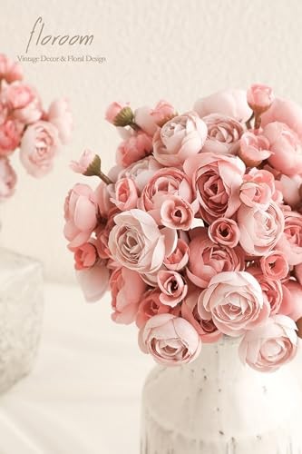 Ranunculus Artificial Flowers 18 Pcs Faux Silk Mini Ranunculus Bulk Dusty Rose gallery